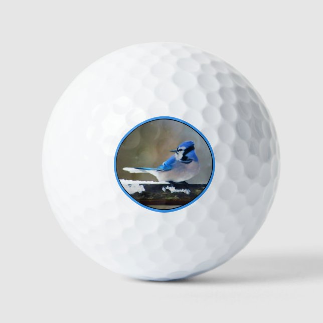 Blue Jay Painting - Original Bird Art Golf Balls (Front)