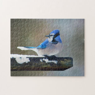Blue Jay Painting - Original Bird Art Jigsaw Puzzle