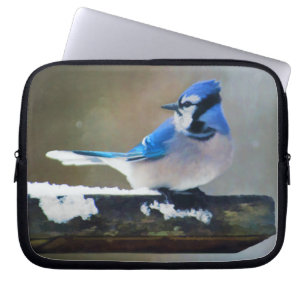 Blue Jay Painting - Original Bird Art Laptop Sleeve