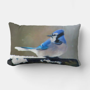 Blue Jay Painting - Original Bird Art Lumbar Cushion