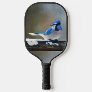 Blue Jay Painting - Original Bird Art Pickleball Paddle