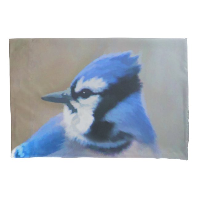 Blue Jay Painting - Original Bird Art Pillowcase (Front)