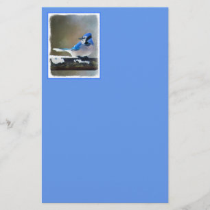 Blue Jay Painting - Original Bird Art Stationery