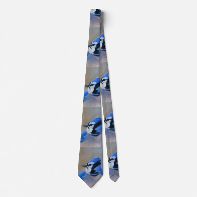 Blue Jay Painting - Original Bird Art Tie (Front)