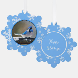 Blue Jay Painting - Original Bird Art Tree Decoration Card