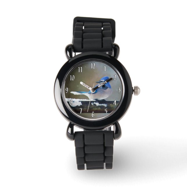 Blue Jay Painting - Original Bird Art Watch (Front)