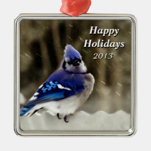 Blue Jay Photo Metal Tree Decoration