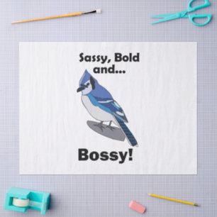 Blue Jay Sassy Bold Bossy Bird Birthday Party Tissue Paper