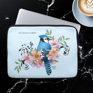 Blue Jay Spring Flowers Laptop Sleeve