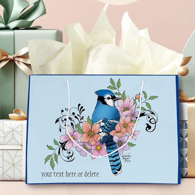 Blue Jay Spring Flowers Large Gift Bag (Creator Uploaded)