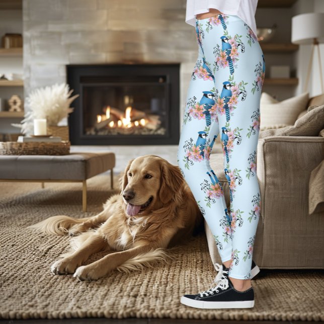 Blue Jay Spring Flowers Leggings (Creator Uploaded)