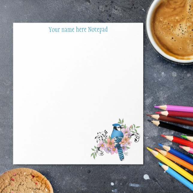 Blue Jay Spring Flowers Notepad (Creator Uploaded)