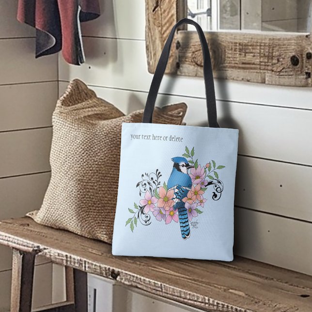 Blue Jay Spring Flowers Tote Bag (Creator Uploaded)