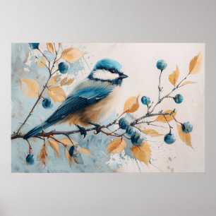 Blue Jay Watercolor Art Poster