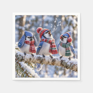 Blue Jays on a Winter Tree Branch Napkin