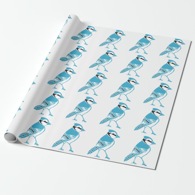 Blue Jays Pattern Wrapping Paper (Unrolled)