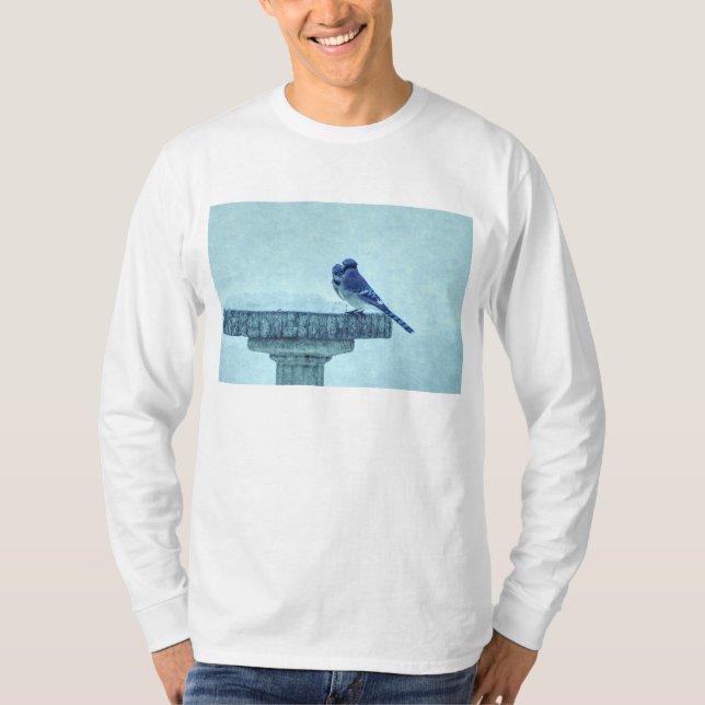 Blue Jays Winter Feeding Painterly T-Shirt (Front)