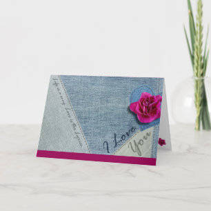 Blue Jean and Roses Love Holiday Card