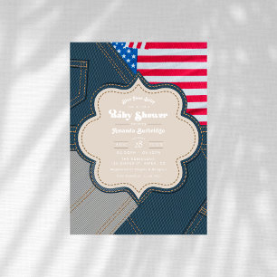 Blue Jean Baby Americana Baby Shower Invitation