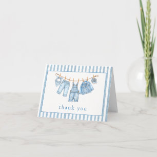 Blue Jean Baby Baby Shower Clothesline Denim Thank You Card