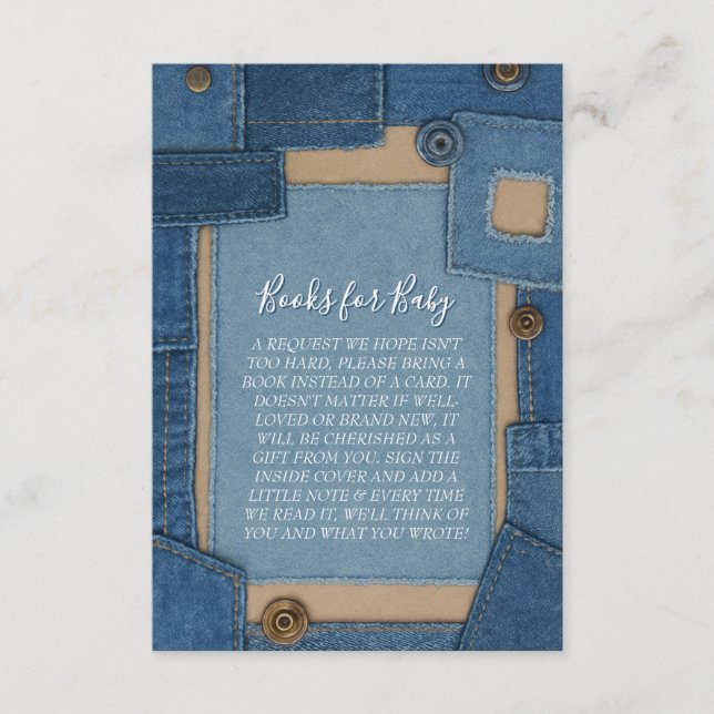 Blue Jean Baby Books for Baby Shower Enclosure Card (Front)