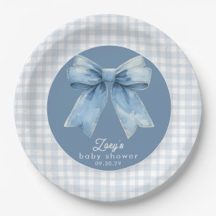 Blue Jean Baby Boy Baby Shower Gingham Paper Plat Plate