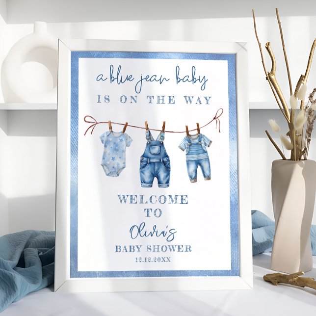 Blue Jean Baby Denim Baby Boy Shower Welcome Poster (Creator Uploaded)