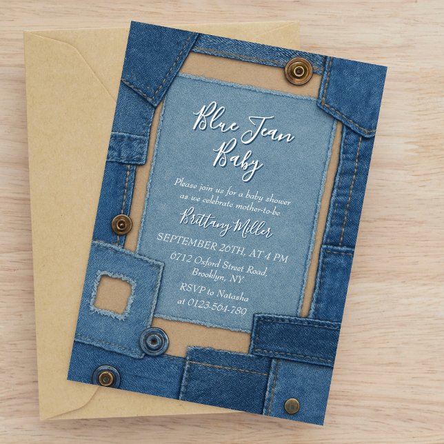 Blue Jean Baby Denim Baby Shower Invitation (Creator Uploaded)