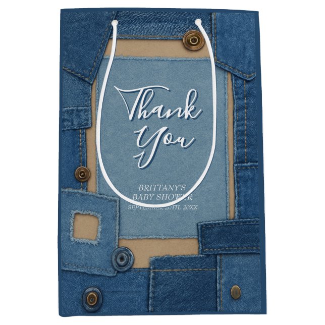 Blue Jean Baby Denim Baby Shower Medium Gift Bag (Front)