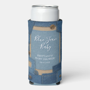 Blue Jean Baby Denim Baby Shower Seltzer Can Cooler