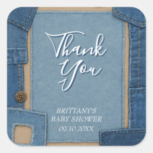 Blue Jean Baby Denim Baby Shower Square Sticker