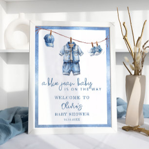 Blue Jean Baby Denim Baby Shower Welcome Poster