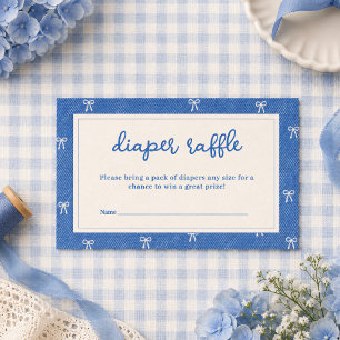 Blue Jean Baby Denim Bow Baby Shower Diaper Raffle Card
