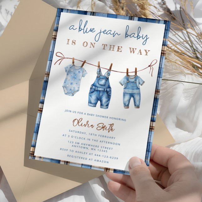 Blue Jean Baby Denim Boy Baby Shower Invitation (Creator Uploaded)