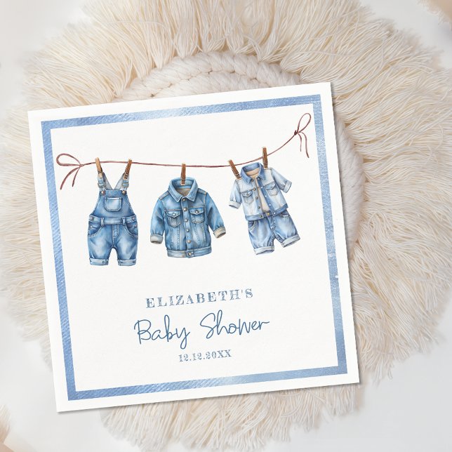 Blue Jean Baby Denim Boy Baby Shower Napkin (Creator Uploaded)