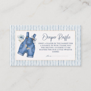 Blue Jean Baby Denim Overalls Diaper Raffle Ticket Enclosure Card