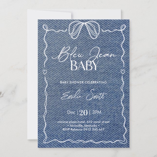 Blue Jean Baby Denim Shower  Invitation (Front)