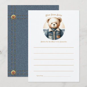 Blue Jean Baby Denim Teddy Advice Card