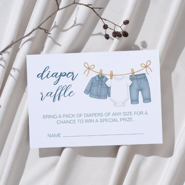 Blue Jean Baby Diaper Raffle Baby Shower  Enclosure Card (Creator Uploaded)