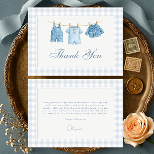 Blue Jean Baby Gingham Baby Shower Thank You Card