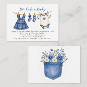 Blue Jean Baby Girl Baby Shower Book Request Enclosure Card