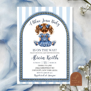 Blue Jean Baby Girl Baby Shower Invitation