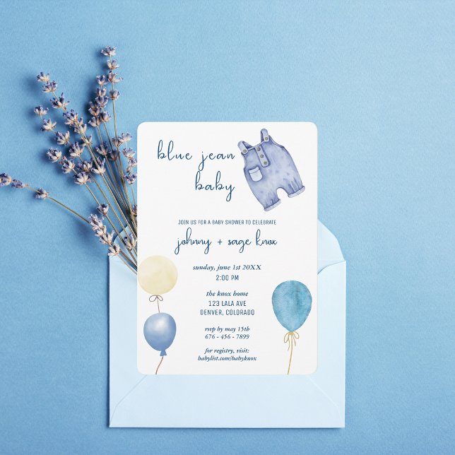 Blue Jean Baby | Modern Baby Shower | Balloons Invitation (Creator Uploaded)