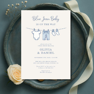 Blue Jean Baby On The Way Couples Baby Shower Invitation