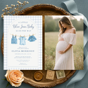 Blue Jean Baby Photo Baby Shower  Invitation