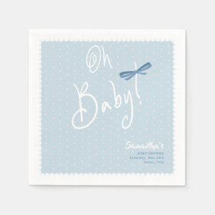 Blue Jean Baby Pink Denim Baby Shower Welcome Sign Napkin