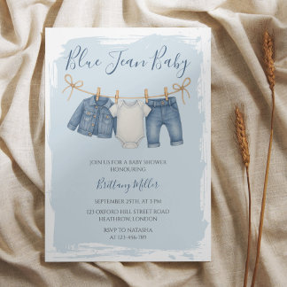 Blue Jean Baby Shower Baby Outfit  Invitation