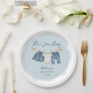Blue Jean Baby Shower Baby Outfit Paper Plate