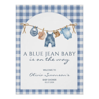 Blue Jean Baby Shower Banner Cowboy Poster
