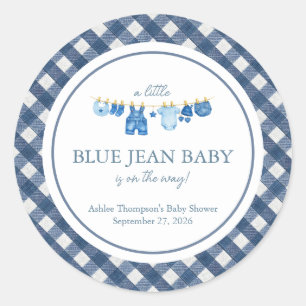 Blue Jean Baby Shower  Classic Round Sticker